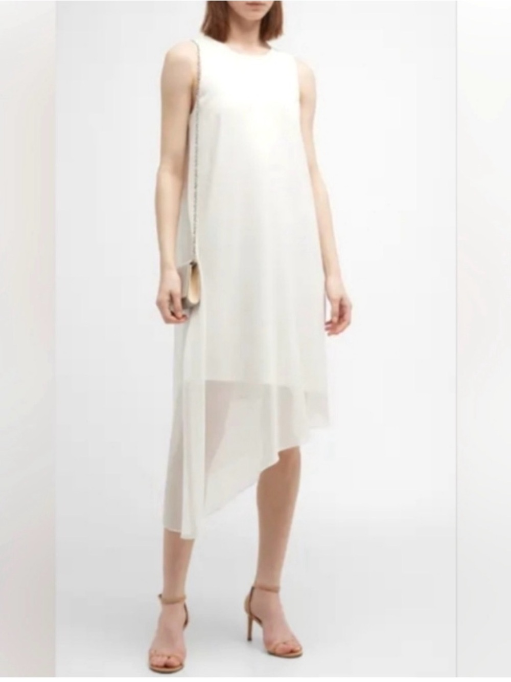 Kobi Halperin Ivory Sleeveless Chiffon High-Low Dress